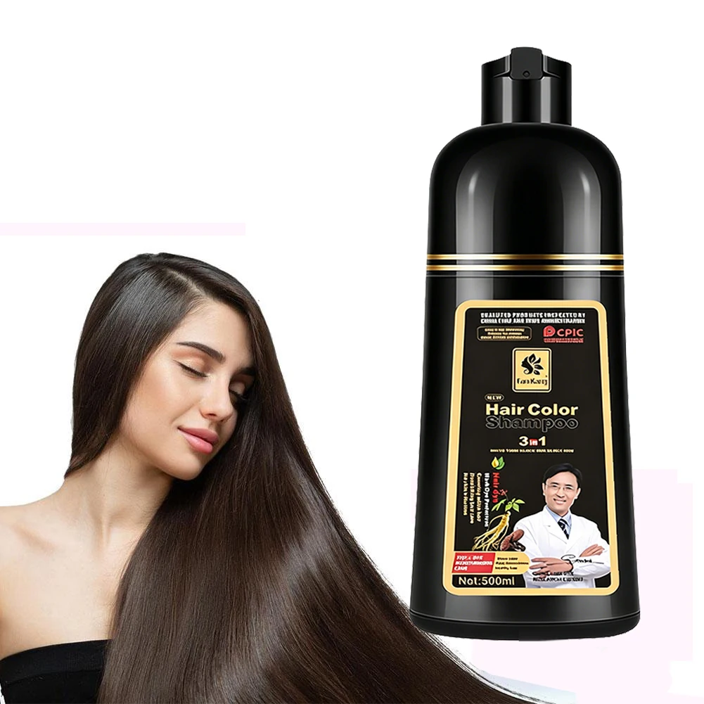 

3 in 1 Black Hair Dye Shampoo for Gray Hair 500ML Herbal Hair Coloring Cream for Men Women Coverage Gray Hair Nourishing Shampoo