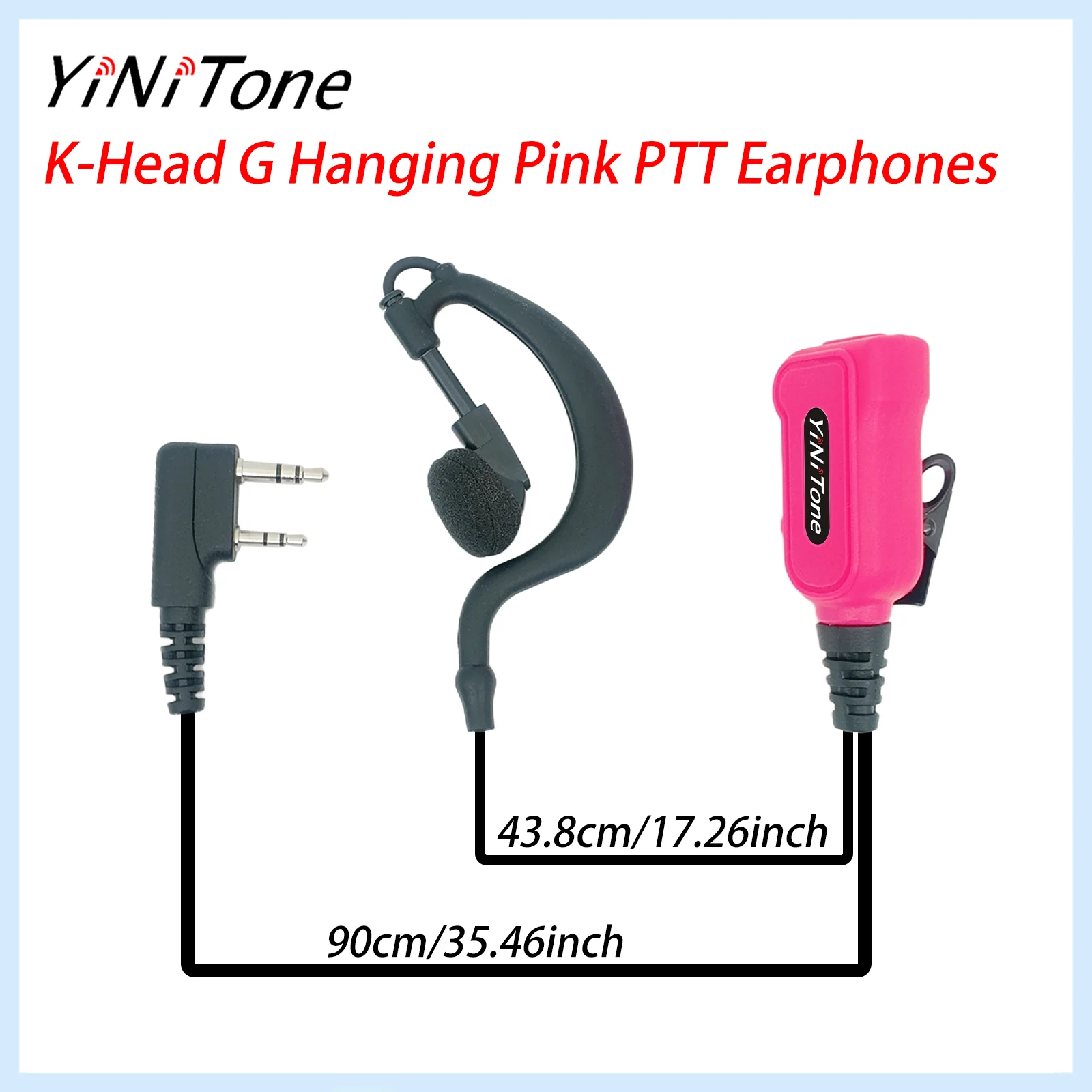 

YiNiTone EAP-1P G-образная гарнитура с розовой PTT, 2-контактный для Kenwood TK-2107/3107 и BaoFeng UV-5R/888S