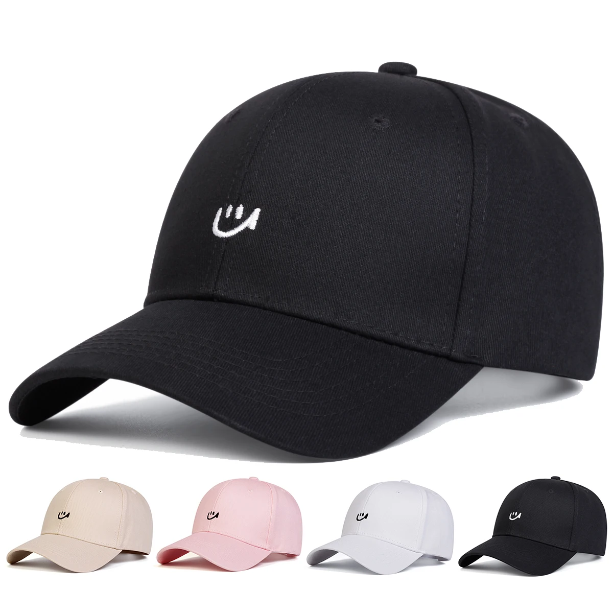 Unisex Smiling Face Embroidery Baseball Caps Spring Autumn Outdoor Adjustable Casual Hats Sunscreen Hat