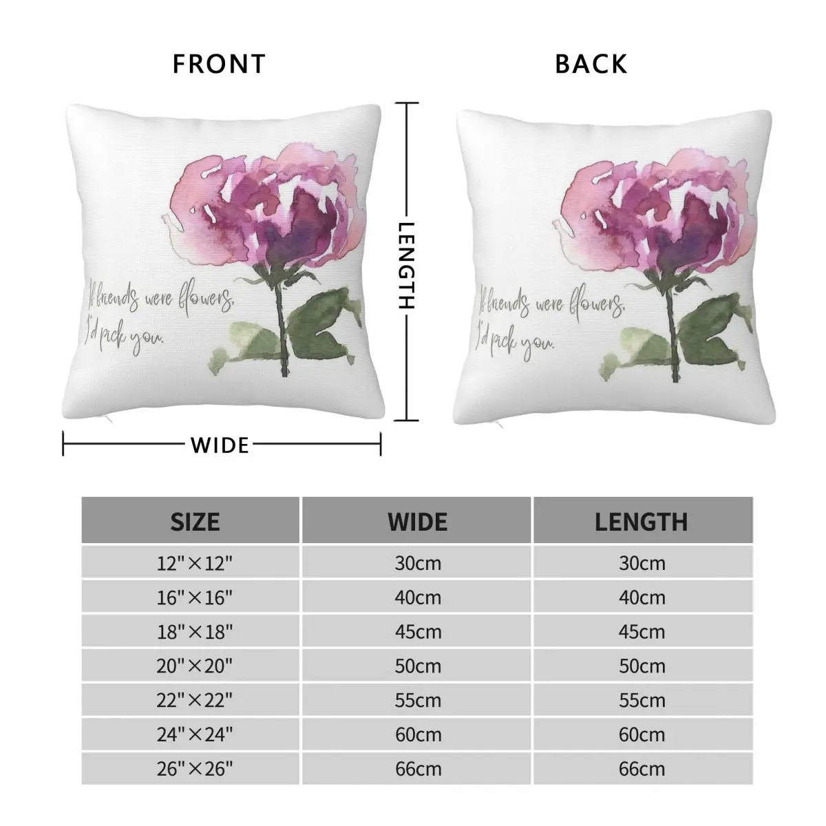 If Friends Were Flowers I'd Pick You Square Pillowcase Polyester Linen Velvet Pattern Decor Pillow Case Room Cushion Cover 45x45