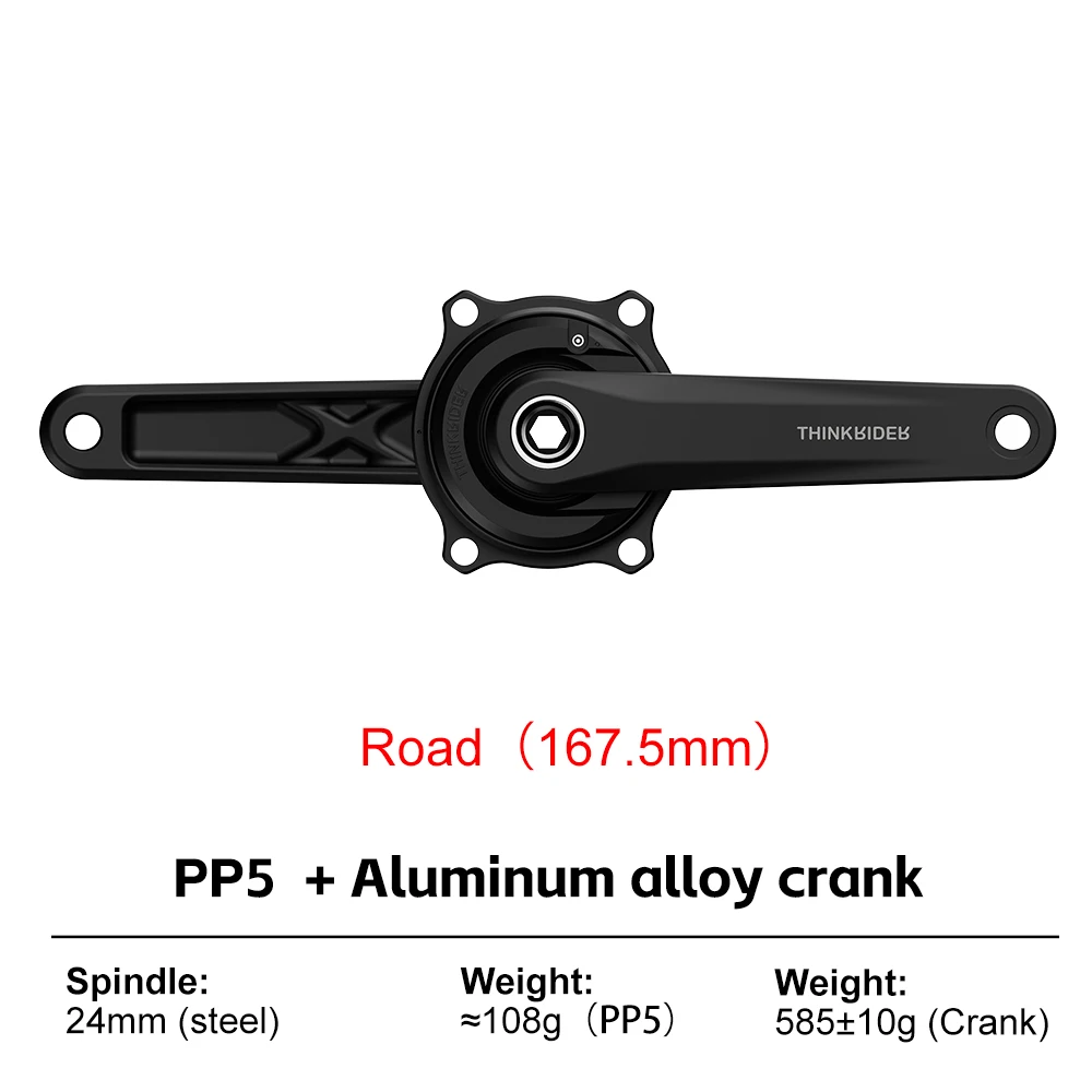 THINKRIDER PP5 Fahrrad-Powermeter mit 4 Bolzen, 110BCD, 24mm Kadenz-Pedalbalance, BLE ANT+ Kurbelgarnitur Kettenblatt für Shimano