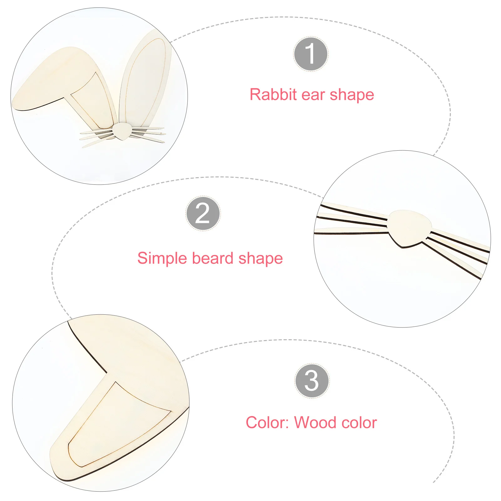 

1 set 1 Set Wooden Cutouts Rabbit Ear 3D Home Decor Stickers For Wall Door Window Diy Art Decals Bunny Ear Wall