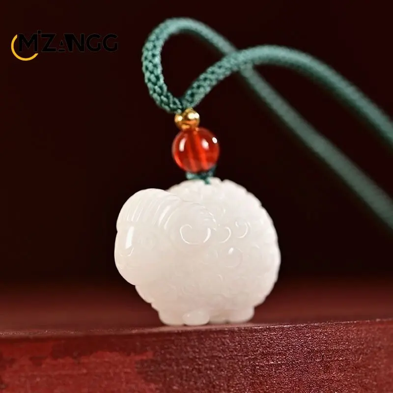 Hetian Jade Twelve Zodiac Sheep White Jade Pendant Zodiac Sign Three-dimensional Pendant Male and Female Couple Holiday Gift