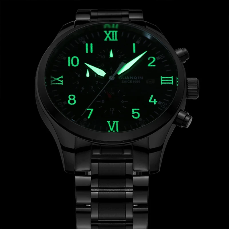Мужские часы GUANQIN, роскошные автоматические механические многофункциональные часы MIYOTA с циферблатом, водонепроницаемые часы для бизнеса и отдыха