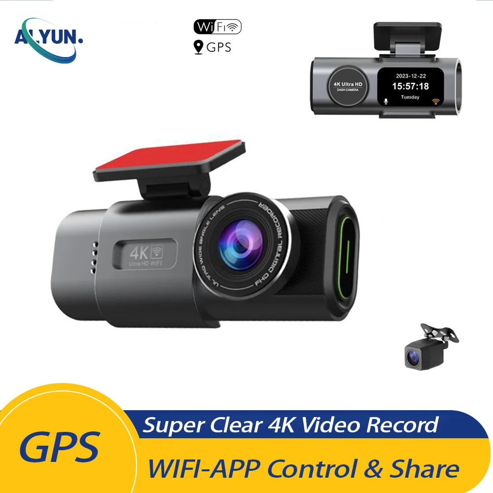 

UHD 4K+1080P Dash Cam Dual Lens Car Recorder WiFi GPS HD 2160P IR Night Vision Camcorder G-Sensor Car DVR Black Box