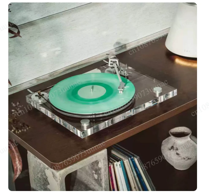 Home Bluetooth Record Player Transparent Acrylic Turntable With Built‑in Stereo Speakers Vintage Phonograph For Vinyl Music