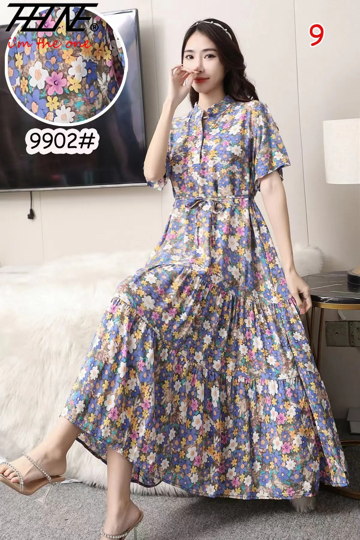 THHONE Vestidos Para Mujer Summer Women Dress 2024 Long Chinese Style Print Vintage Robe Floral Holiday Casual Fashion Dresses