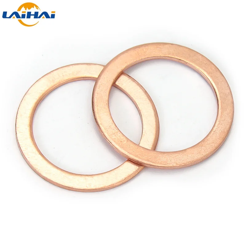 10/20/50pcs Copper Washer Solid Gasket Sump Plug Oil Seal Shim Flat Ring Seal Plain Spacer Washers M5 M6 M8 M10 M12 M14 M16