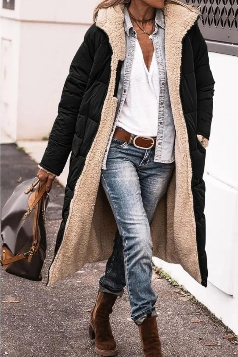 Casual Women's Winter Coat Warm Thickened Wool Fleece Jacket Hooded Outerwear Coat Cotton Clothing