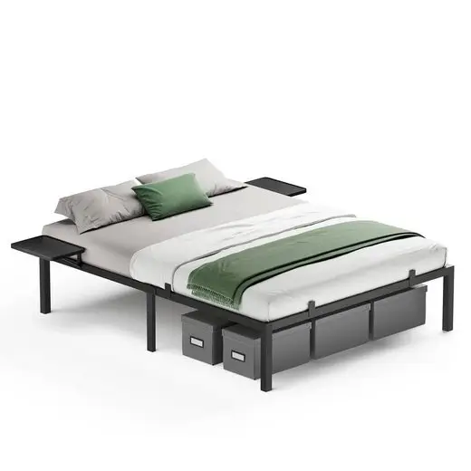 VASAGLE bed frame, double bed frame, bed frame, with storage shelves