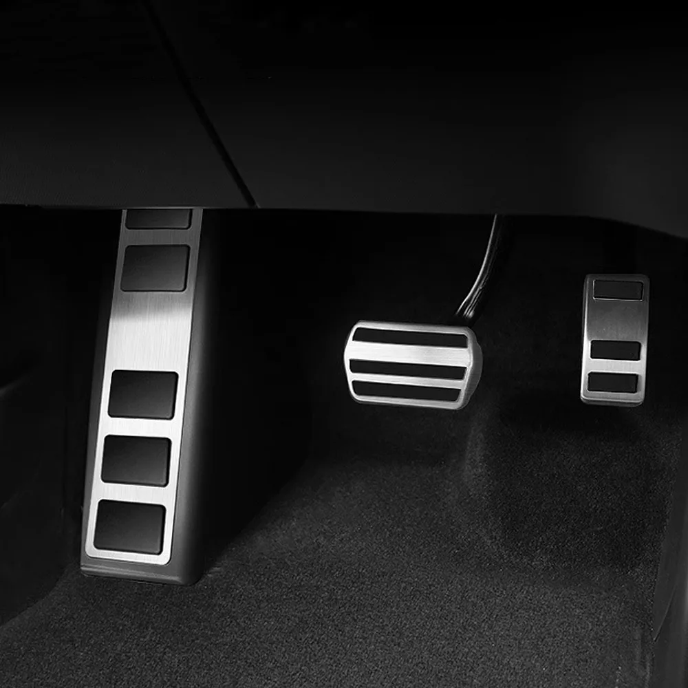 For Ford Mustang MACH-E 2021 2022 2023 2024 2025 LHD Non-Slip Steel Footrest Dead Brake Gas Accelerator Pedal Pad Cover Set