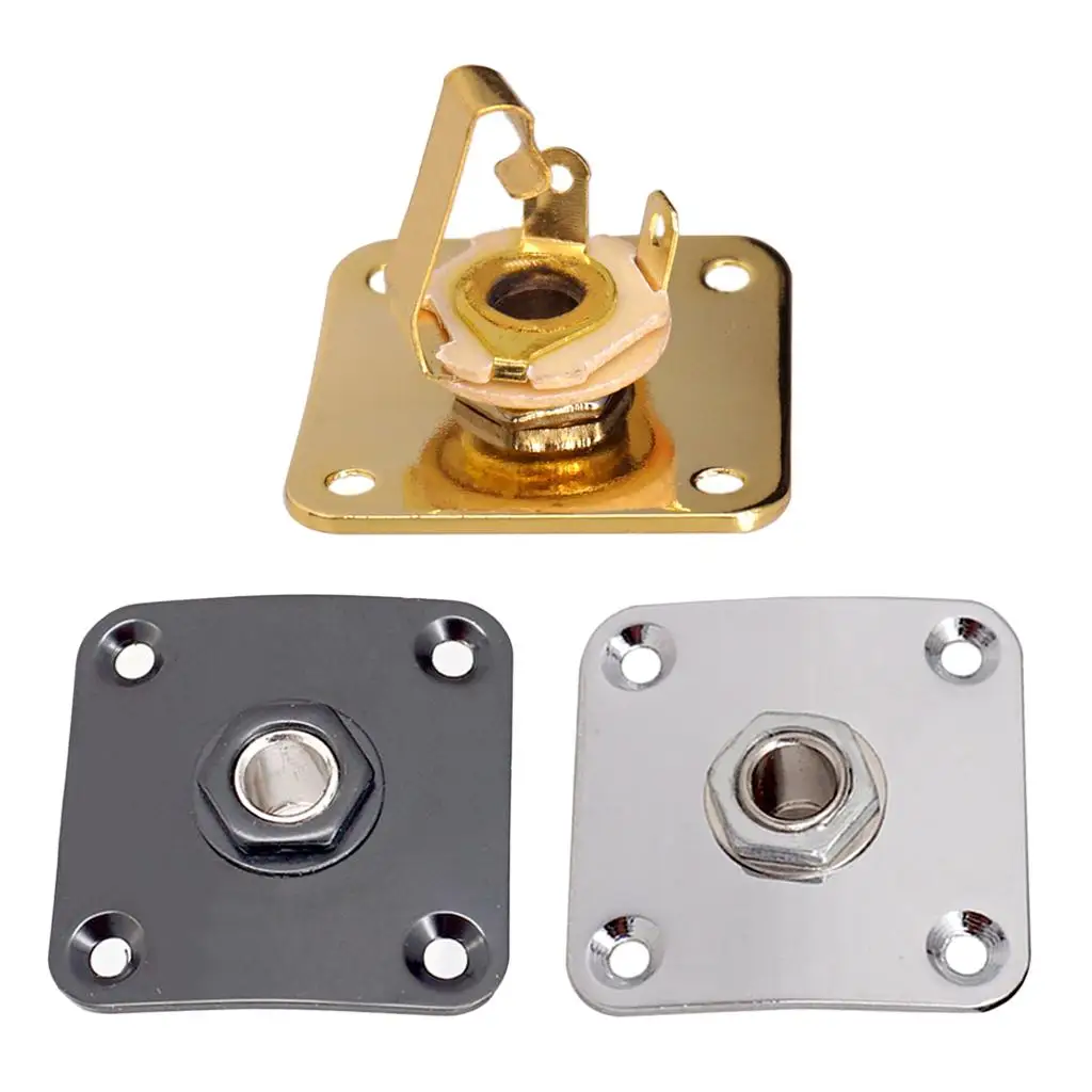 35x35mm Metal Square Guitar Jack Plates Jack Socket Cover with Mounting Screws for LP Electric Guitar Bass Accessories