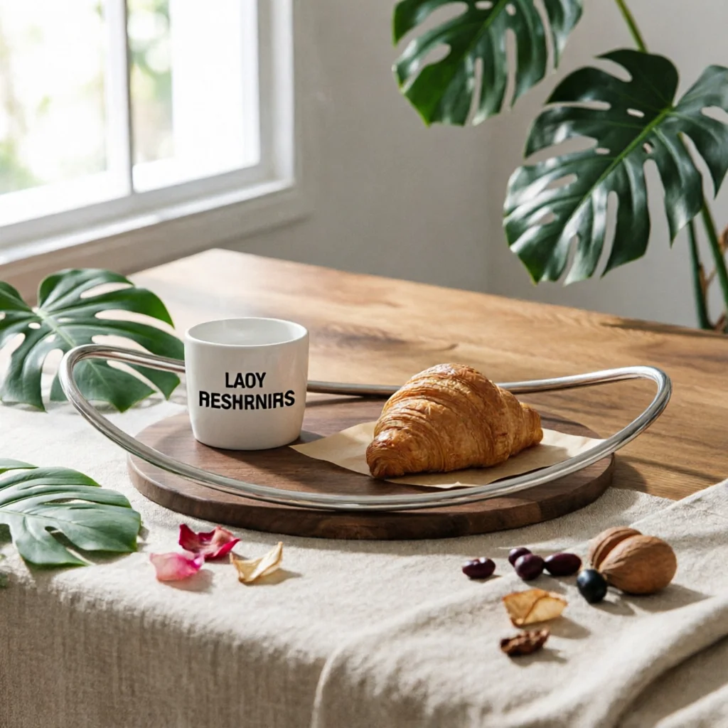 Metal Serving Tray Slim Design Round Serving Tray Tableware Stable Base
