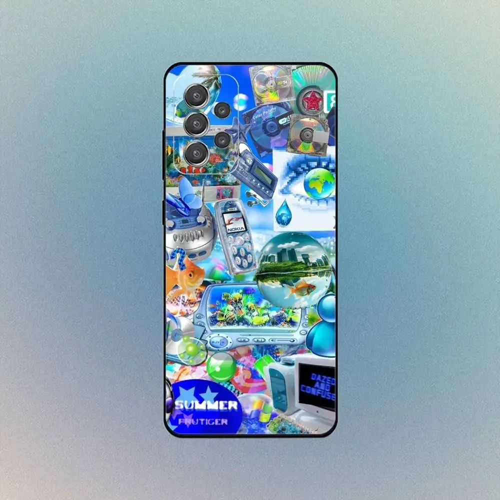 Funda colorida para teléfono Frutiger Aero para Samsung S25,S24,S21,S22,S23,S30,Ultra,S20,Plus,Fe,Lite,Note,10,9,5G, funda negra