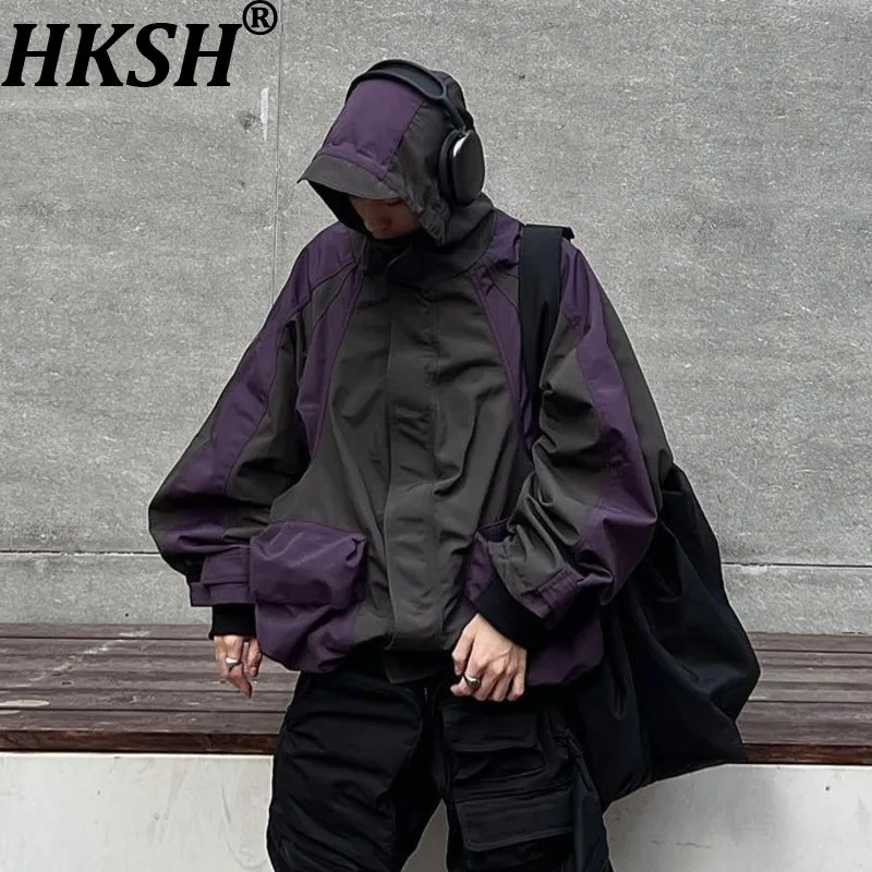 

HKSH Autumn New Men Tide Punk High Street Tactical Strap Loose Chic Ins Casual Windproof Jacket Safari Style Coat Trendy HK14868