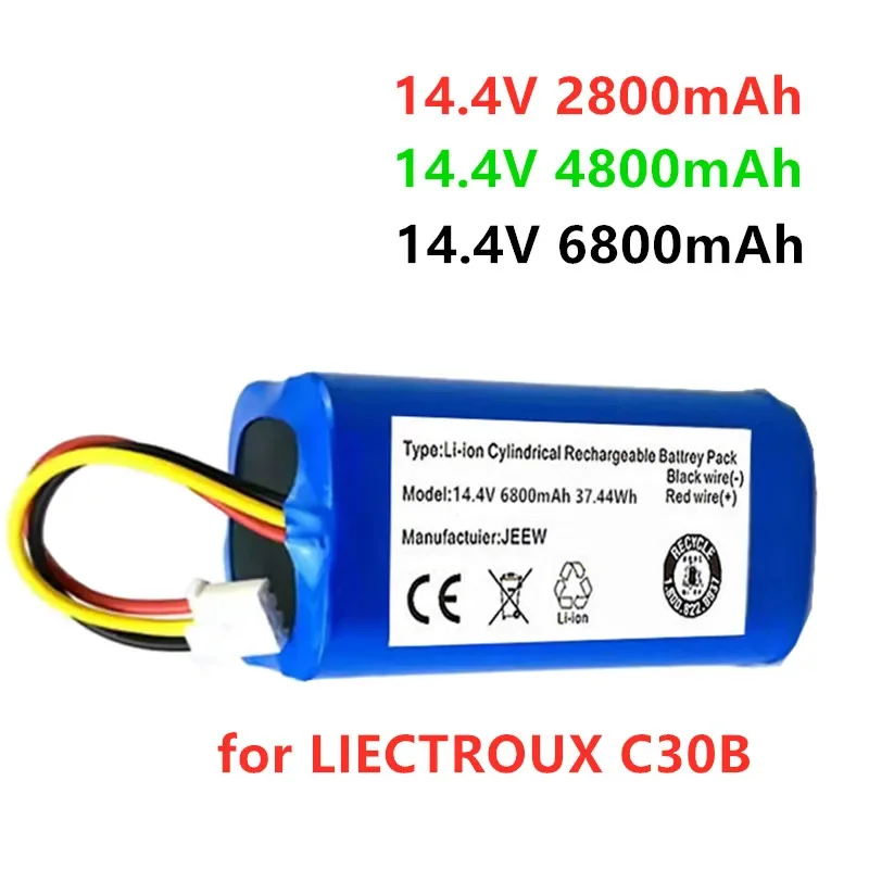 

(For C30B) 14.4v 9800mAh 100% New Original Battery for LIECTROUX C30B Robot Vacuum Cleaner 6800mAh Lithium Cell 1 Part/package