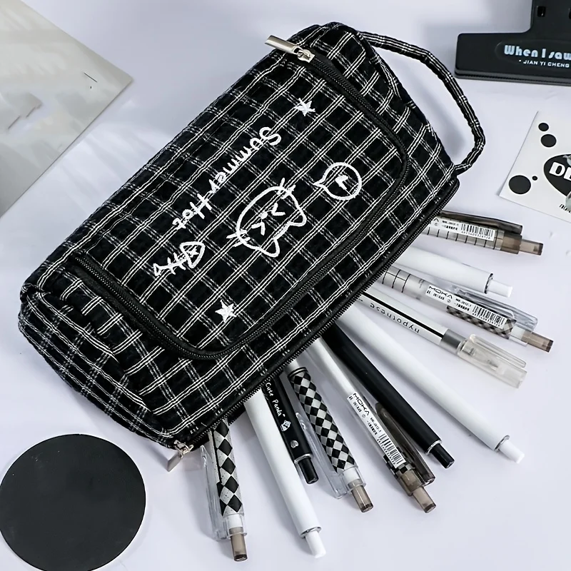 New Portable Pencil Case, Large Capacity Stationery Box, Pencil Bag for Men and Women, Toiletry Travel Bag, Stationery Storage Bag, Pencil Box, Marker Pen Case, Fountain Pen Case, Beauty Bag, Makeup Bag, Office Desk Stationery Storage Bag, Large Capacity Stationery Box, Toiletry Bag, Suitable for Office, School Supplies, Gifts view 4