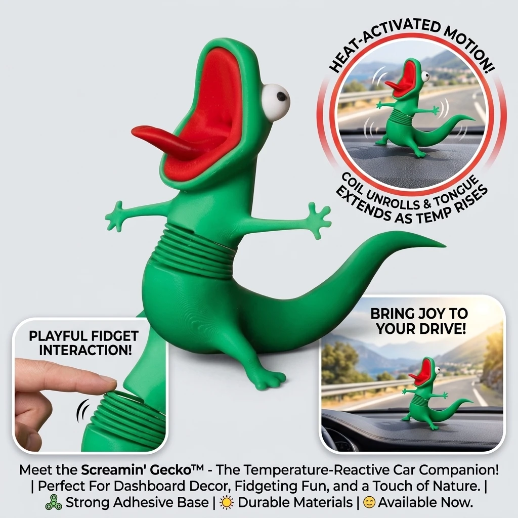 3D Printed Cute Green Lizard Ornament Creative Desktop Decoration For For Kids Adults Gift Car Funny Internet Celebrity Ornament