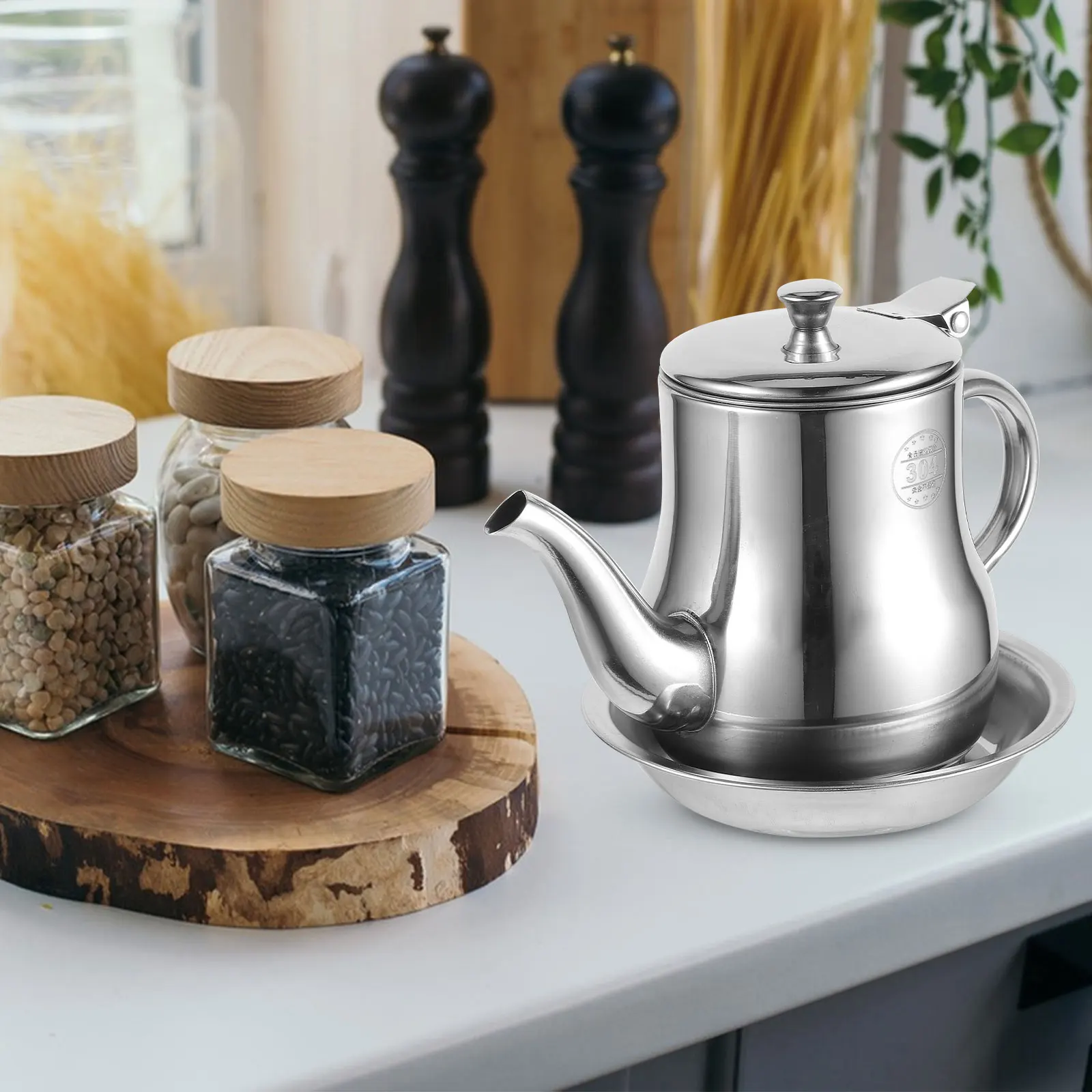 

32Oz Stainless Steel Oil Dispenser Multi-Function Sauce Bottle Kitchen Cooking Oil Container Household Vinegar Soy Sauce Storage