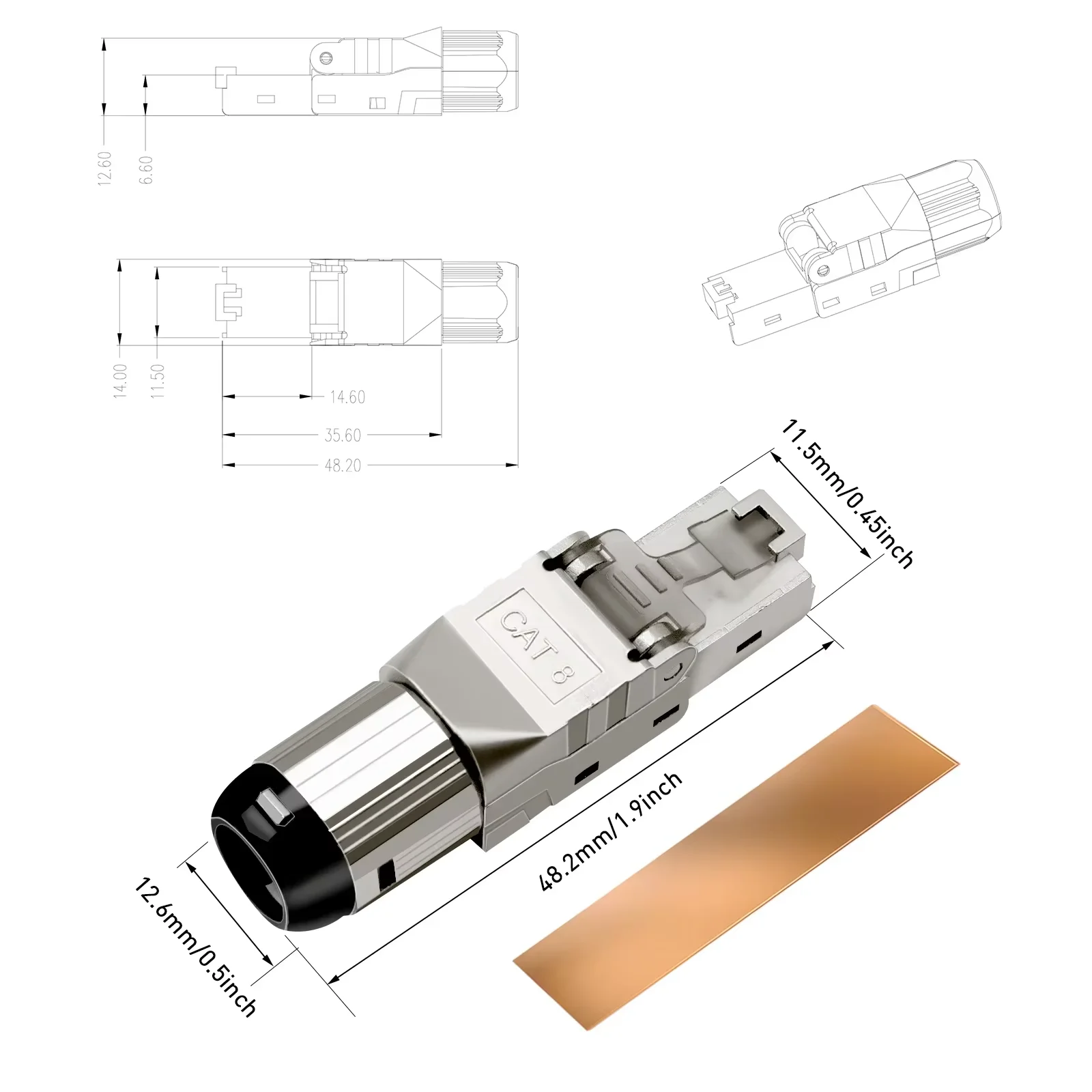 Kit de terminaison de câble RJ45 Cat8 Cat7 Cat6A sans outil pour la maison, 10G LAN, 2000 MHz, blindé, avec support de boîtier