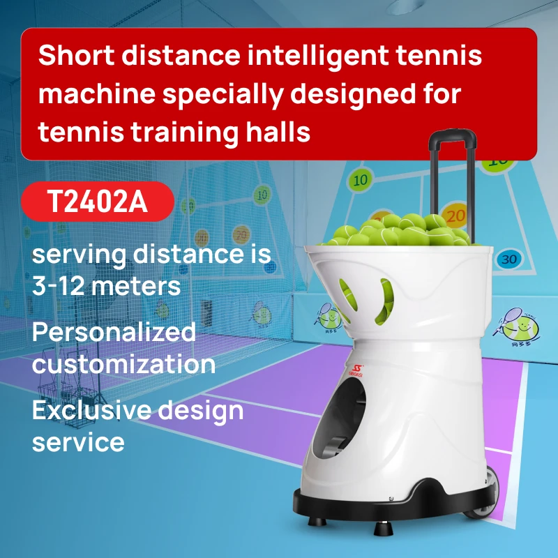 New Arrival Portable Automatic T2402A Short Distance Tennis Ball Machine Launcher Equipment for Indoor Practice Remote Control