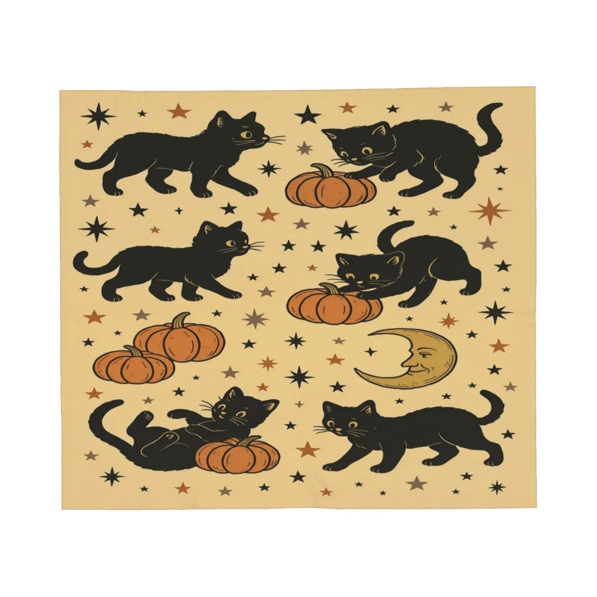 Halloween Black Cats Fleece Throw Blanket Autumn Pumpkin Blankets for Bed Outdoor Lightweight Thin Bedroom Quilt