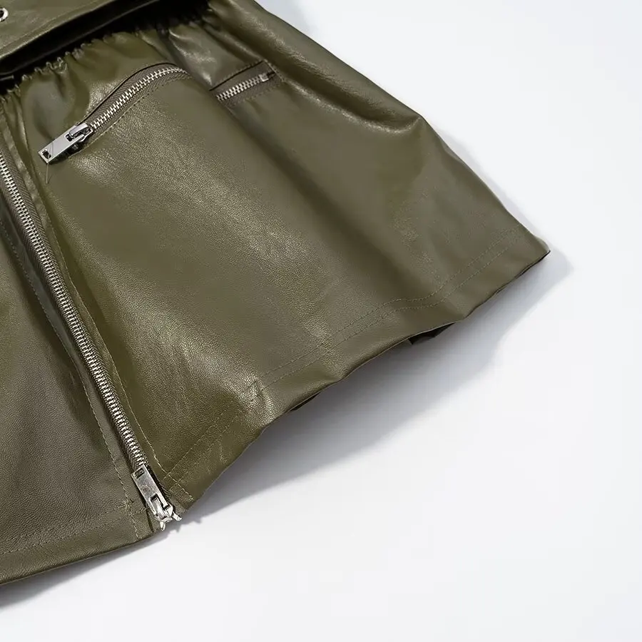 Diiyig mulher 2025 inverno nova moda com cinto imitação de couro jaqueta chique cintura elástica lapela manga longa casaco outerwear mujer