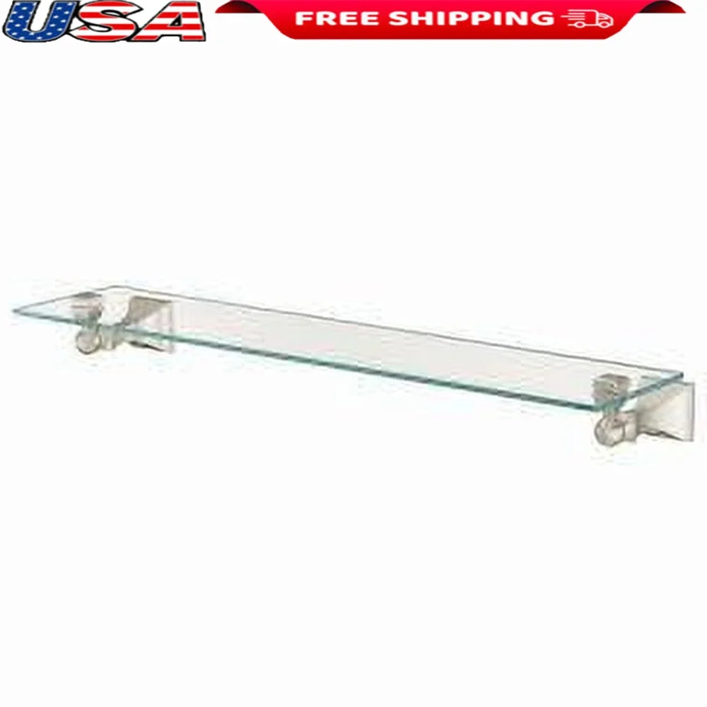 

Wall Mount Adjustable Glass Shelf 20 Inch Retreat Collection Brushed Nickel Bathroom Storage Organizer