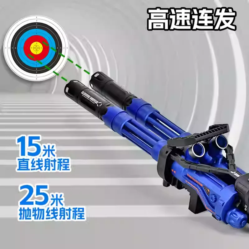 Pistola a sfera di gel Gatling Giocattolo elettrico per esplosione di palline di gel Manuale/Automatico Eco-Friendly Splatter Ball Blaster Regalo di Natale per ragazzo
