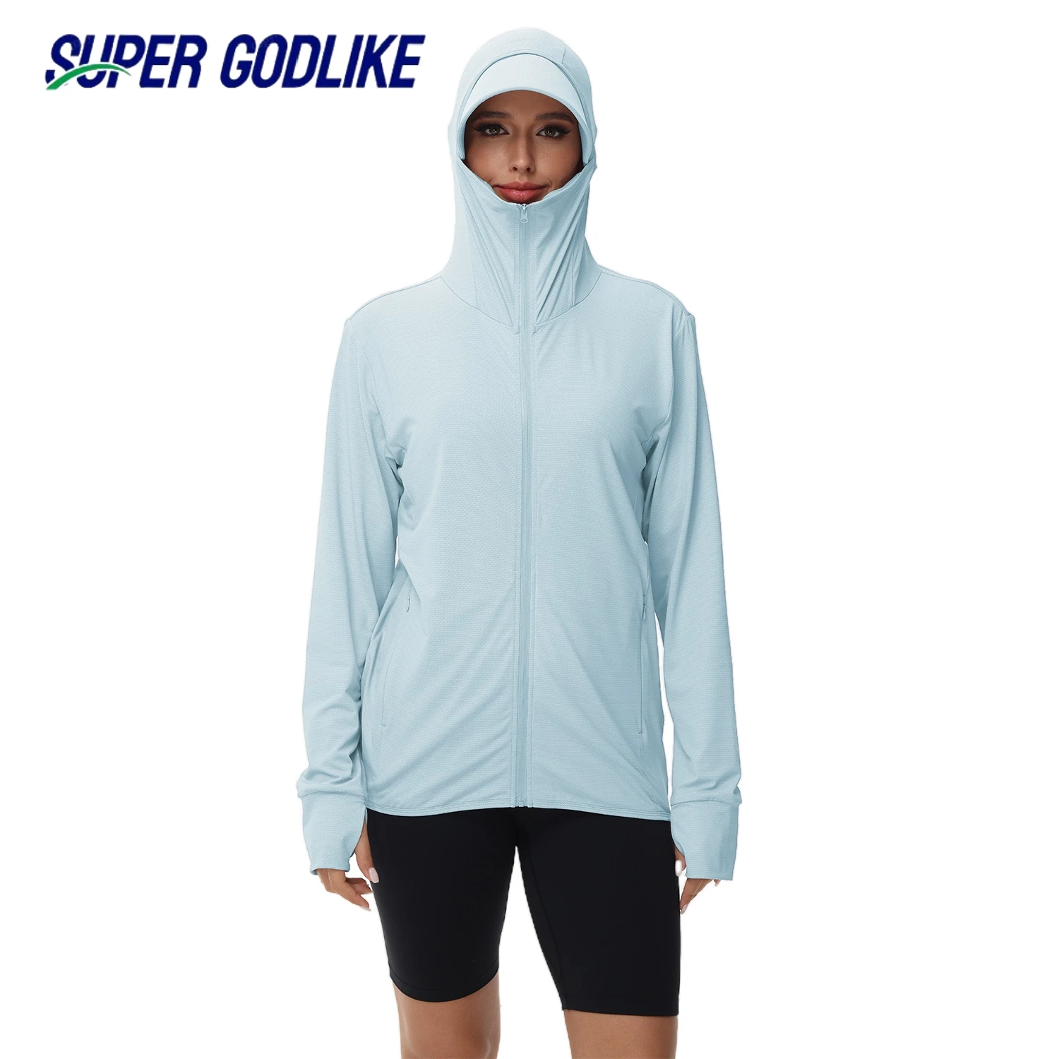 Breathable Rash Guard Long Sleeve UPF 50 Workout Outdoor Running Hooded T Shirt Sun-Protection Fitness Clothing