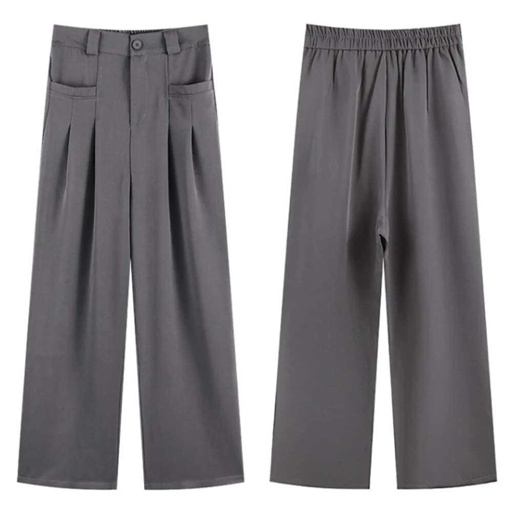 Casual Loose Fit Trousers Loose Straight Pants High Waist Trousers Casual Style Trousers Solid Color Design Suitable For Spring