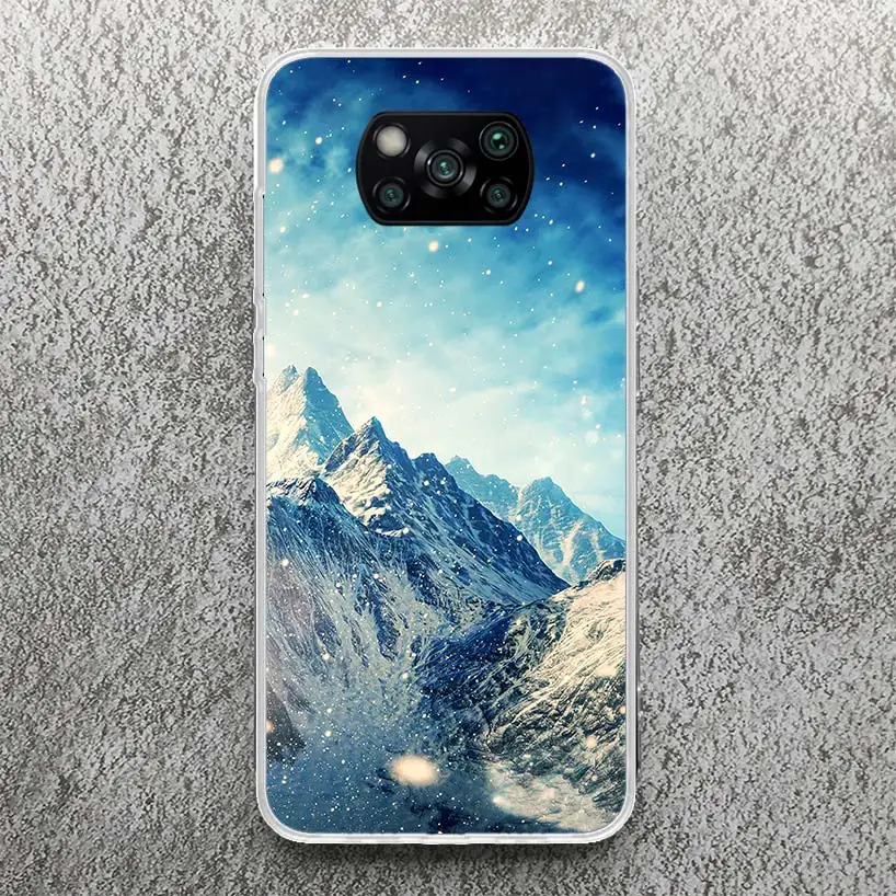 Custodia morbida con stampa foresta Mountain Peak per Xiaomi Poco X3 X4 NFC X5 Pro M3 M4 M5S custodia per telefono F5 F4 GT F3 F2 F1 Pattern Cover