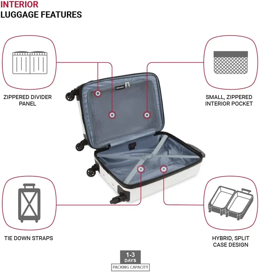 Bagagem expansível hardside com rodas do spinner, bagagem de mão, branco, 818, 2"