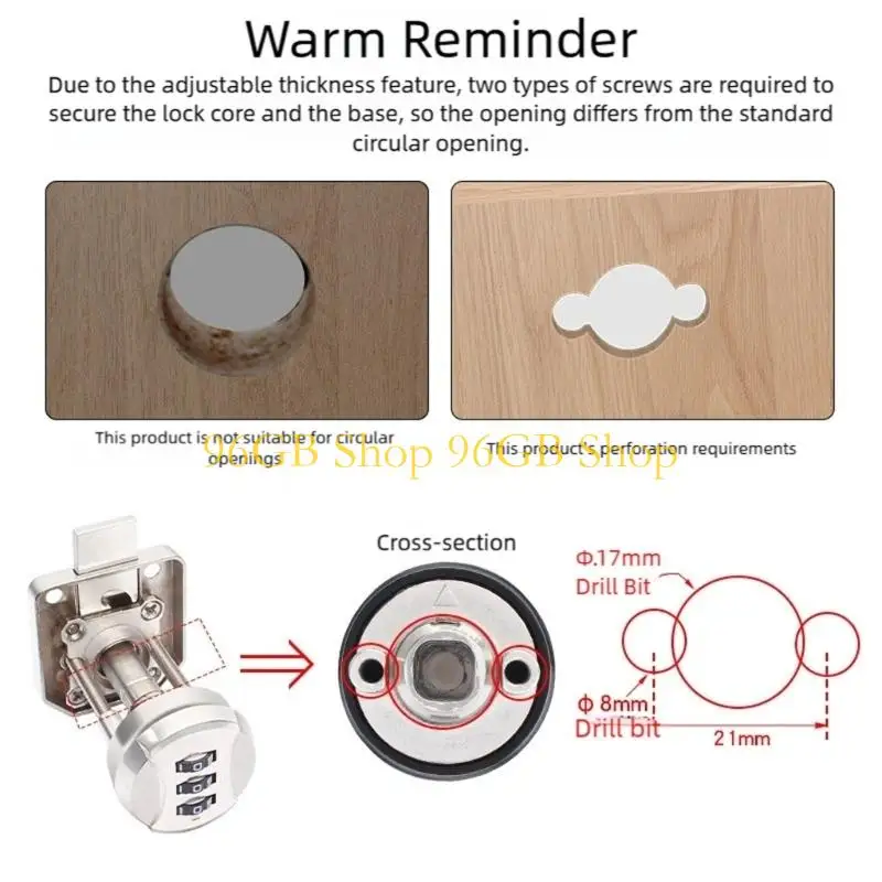 96GB Drawer Security Combination Lock For Campers Boat Household Furniture Waterproof