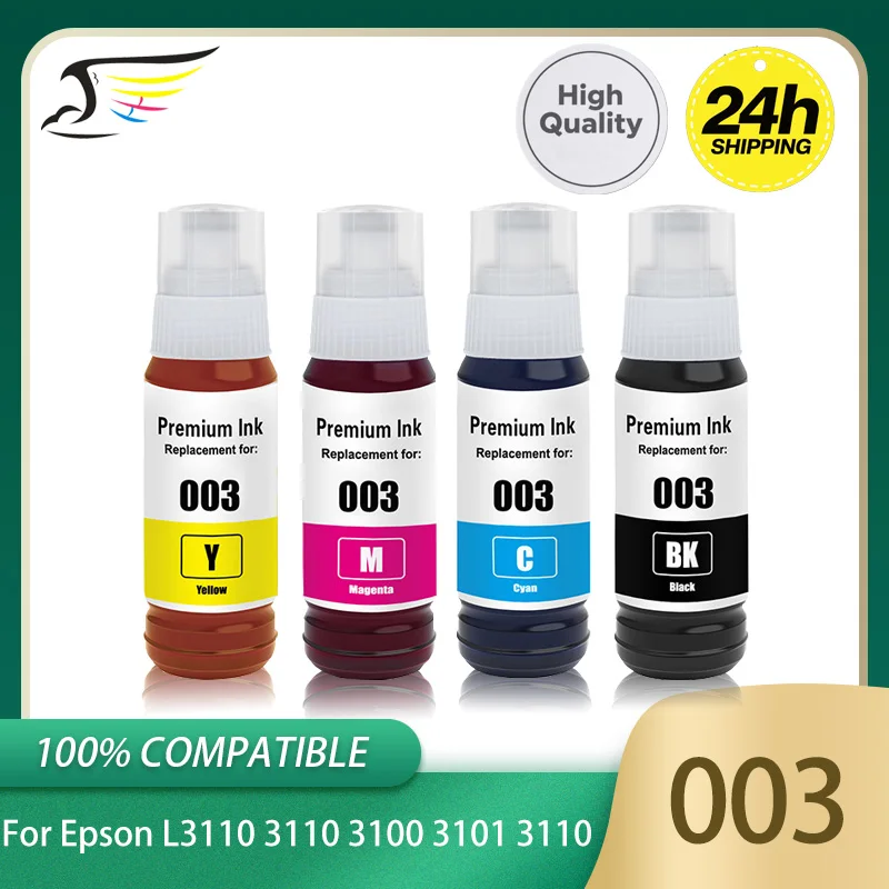 Tintas de recarga BFHH 003 para impresoras Epson L3110, 3110, 3100, 3101, 3110, 3150, 5190, tintas compatibles de colores vivos