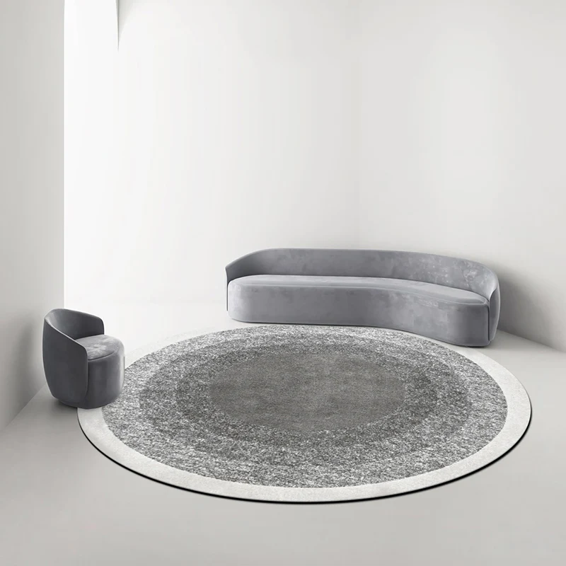 Grey Gradient Round Carpet Simple Modern Rug Carpet for Living Room Home Bedroom Decor Study Table Chair Floor Mat Round Rug
