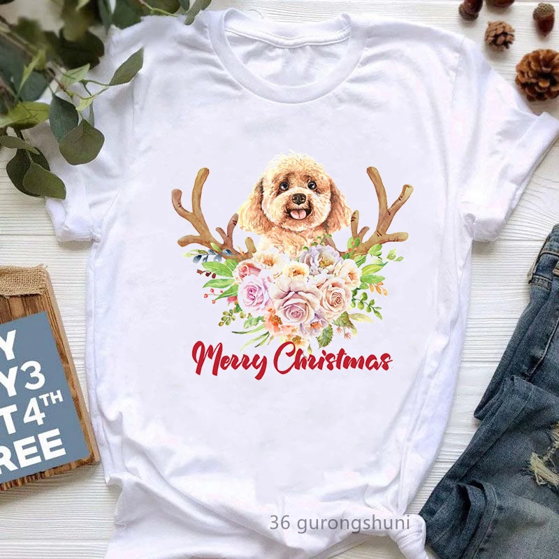 

Dachshund/Yorkshire/Terrier/Schnauzer Graphic Print T Shirt Women Merry Christmas Gift Tshirt Femme Harajuku Kawaii Clothes