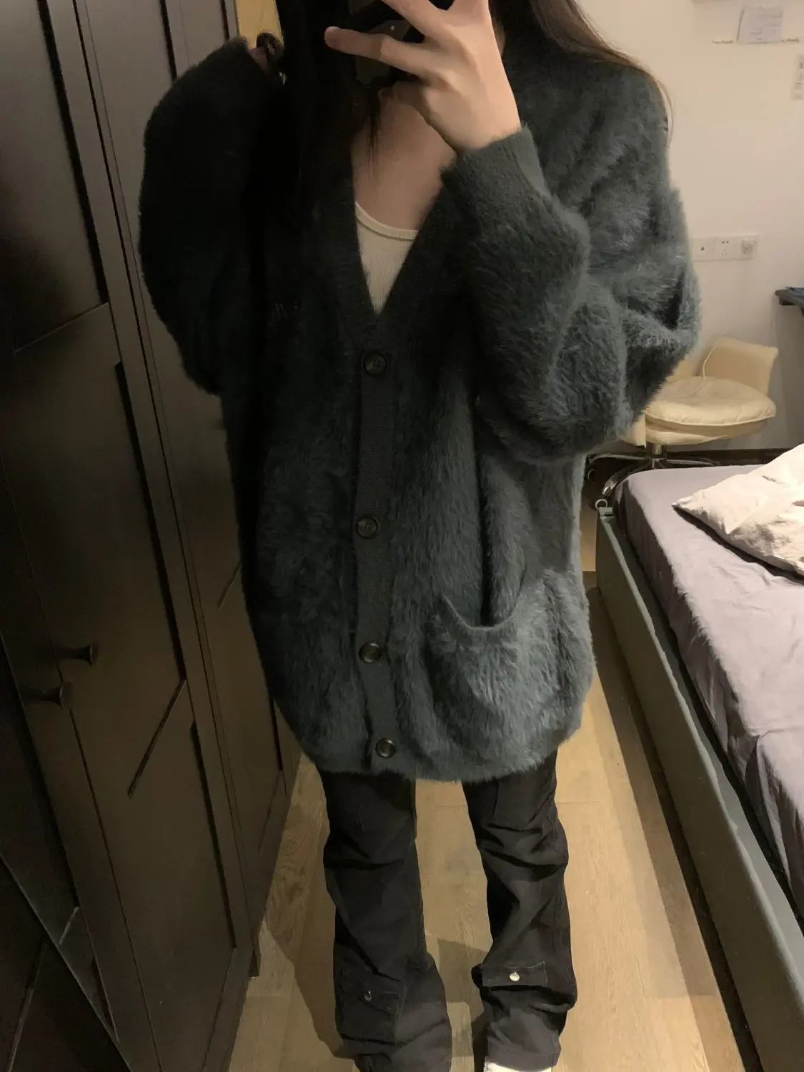 

Свитера Джемперы Кардиганы Женский корейский стиль Джерси с ребристой отделкой Свободные спортивные университетские студенческие тренировки Y2K Winter Ins