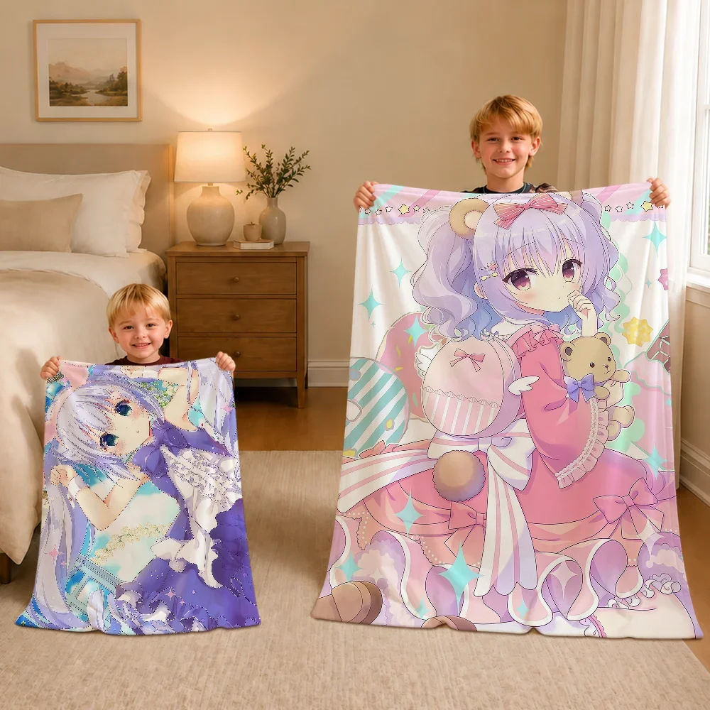 Moe Cute Anime Girl Y2k Chino Kafu Blanket Warm Soft Plush Blanket Sofa Living Room Nap Home Bedroom Travel Gift Flannel Hogar