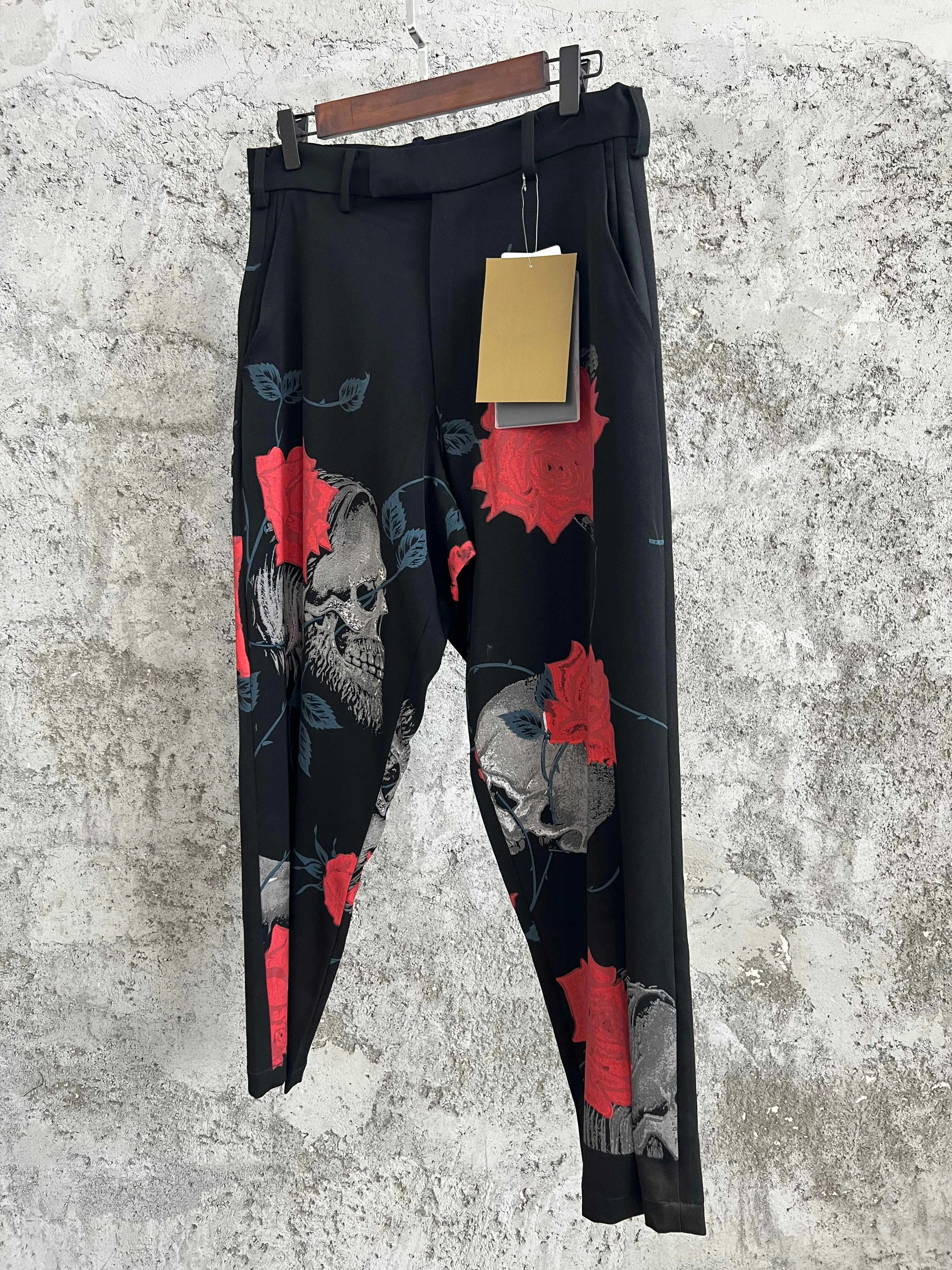 

TOP-YAMAMOTO Skull Rose slimming Skinny Pants Cigarette tube pants