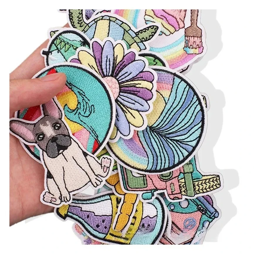 

10PCS/Lots 18PCS/Set Wholesale Flowers Letter Wave Computer Embroidery Label Patch Rainbow Cactus Embroidery Cloth Patch iron-on