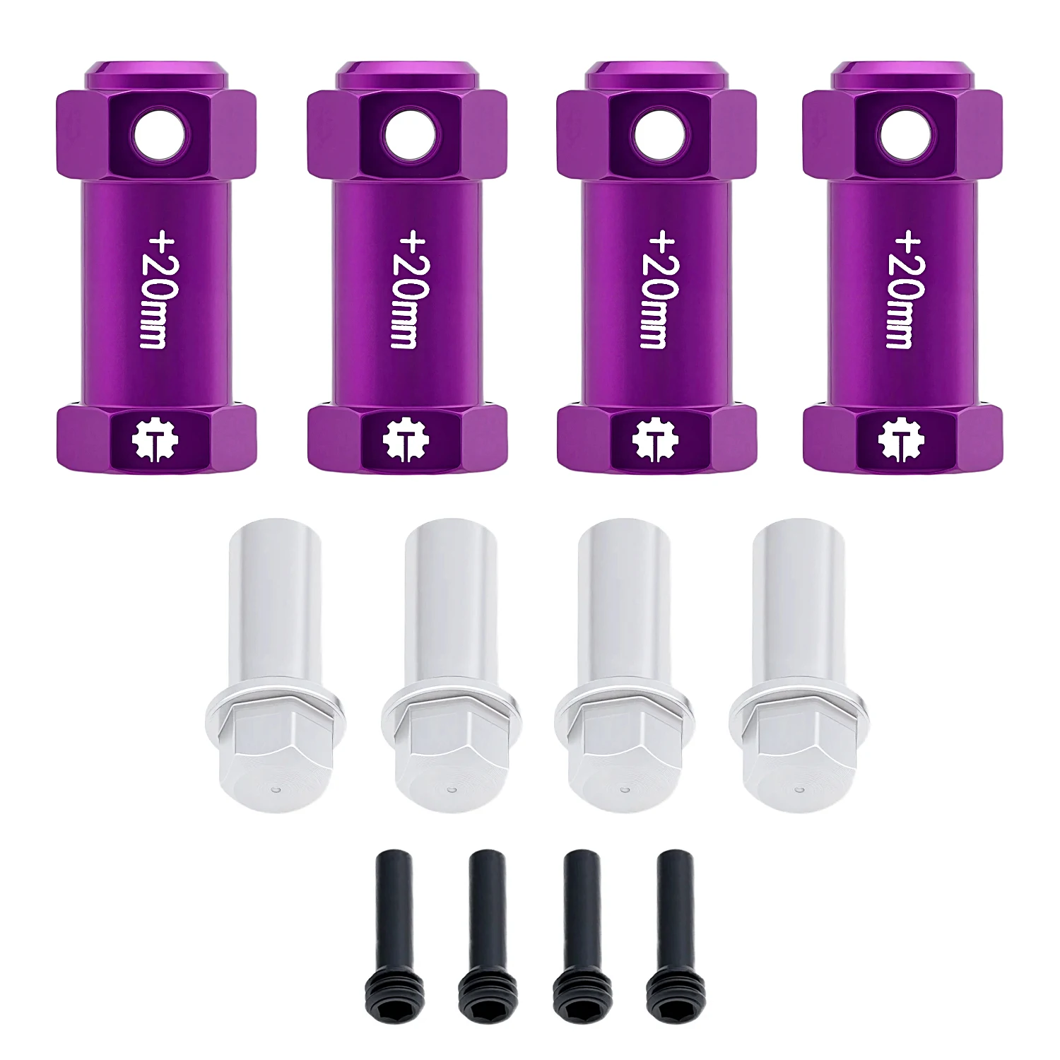 TCRC 4PCS Aluminum 12mm Wheel Hex Hubs 20MM Extension Adapters for Axial 1/8 AXP8 Gilamon Trail Buggy Upgrade
