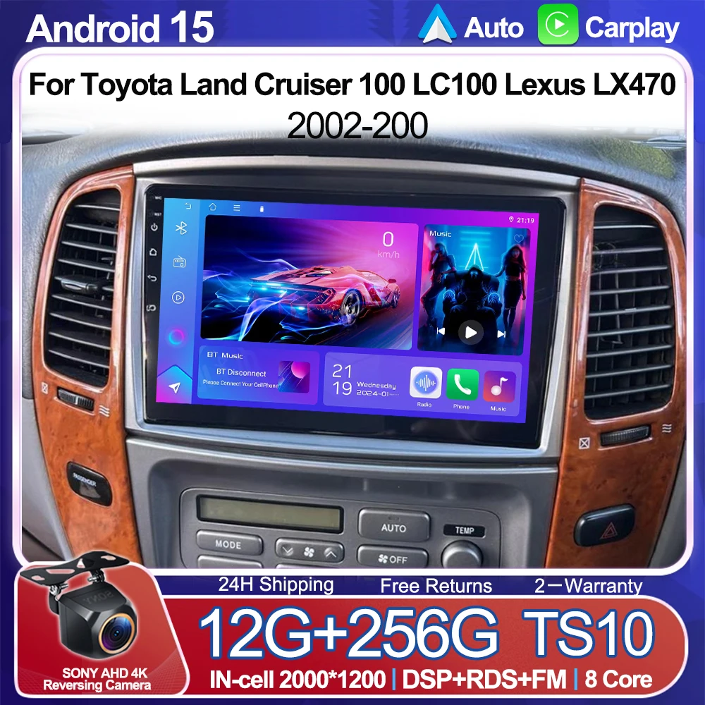 10.1“ 9” Android 16 For Toyota Land Cruiser 100 LC100 Lexus LX470 2002-2007 Multimedia Video Player GPS Radio Stereo WiFi 5G