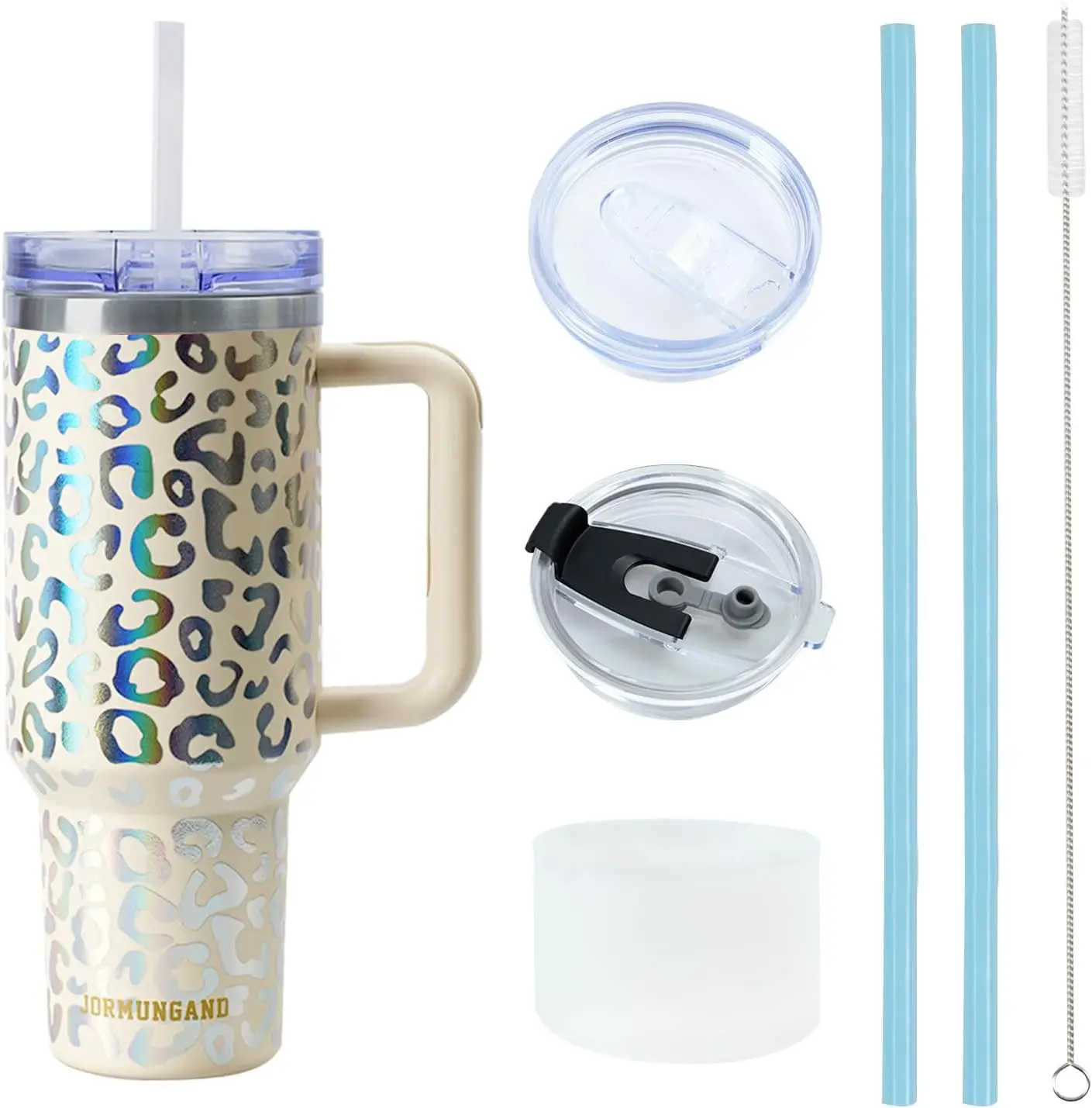 

40 oz Tumbler with Handle and Straw Stainless Steel Vacuum Insulated Water Bottle for Hot or Cold Beverages Coffee Mug with Leak