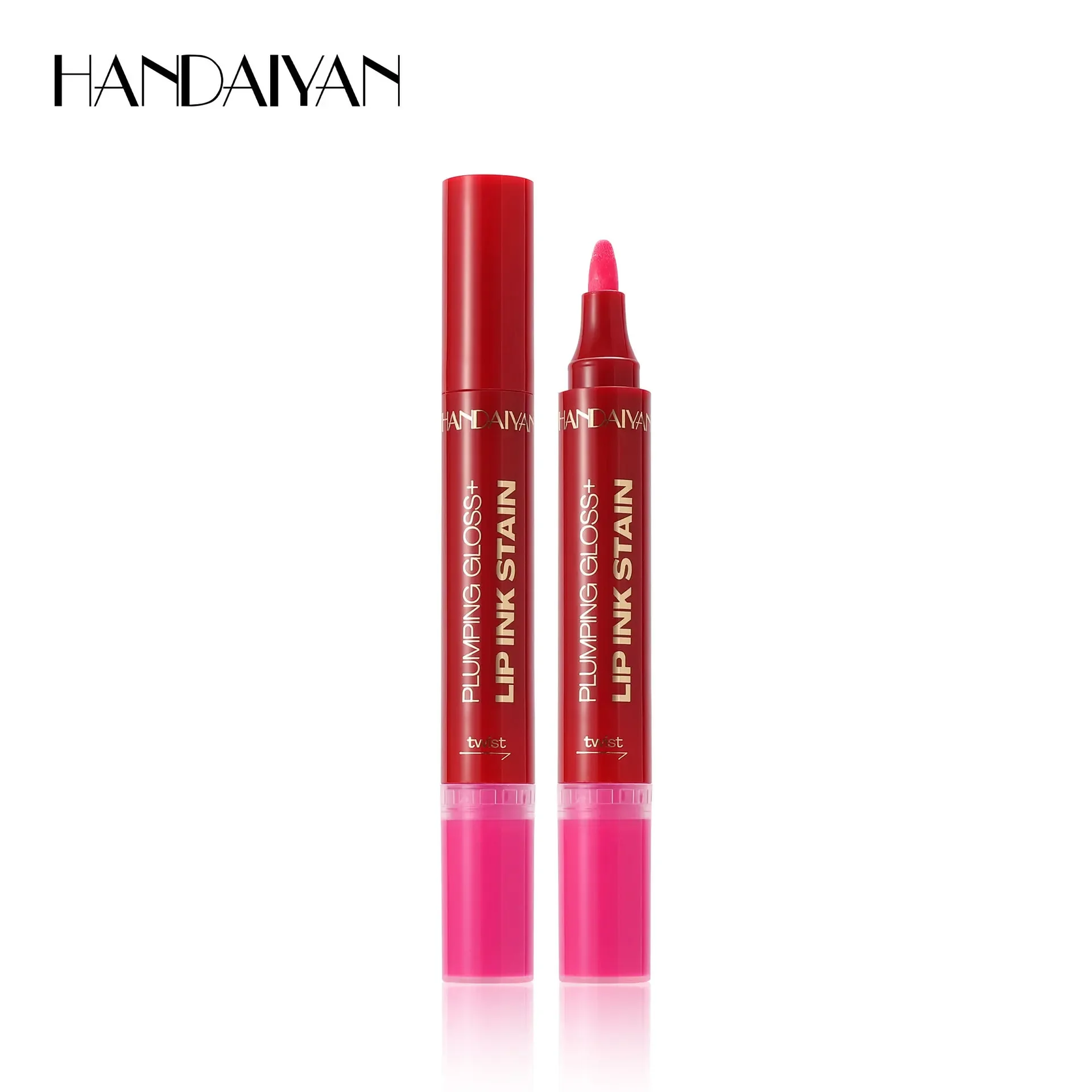 HANDAIYAN-Bolígrafo de brillo de labios de doble cabeza, aceite hidratante, diseño de doble extremo para labios hidratados, 6 colores, fácil de colorear: 02