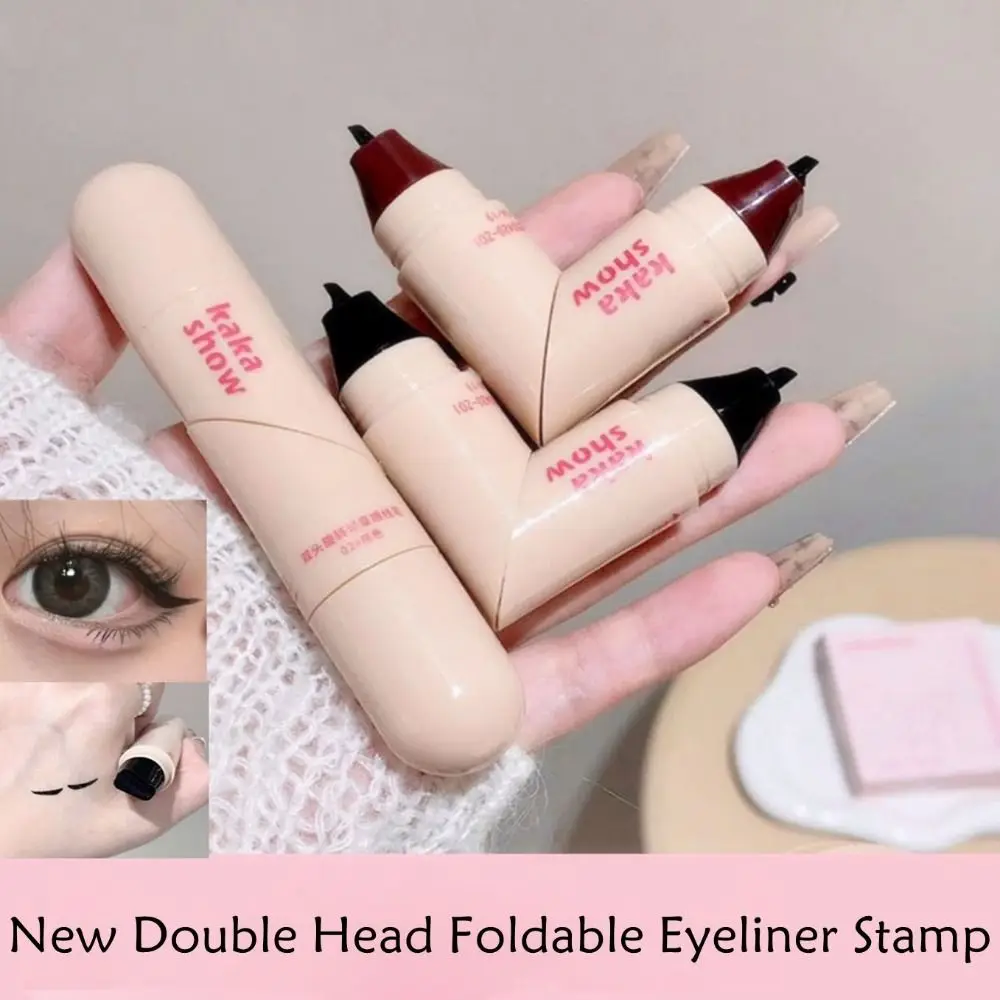 New Waterproof Eyeliner Stamp Quick Dry Foldable Eye Liner Stamp Rotatable Black Color Eyeliner Stamp Pen