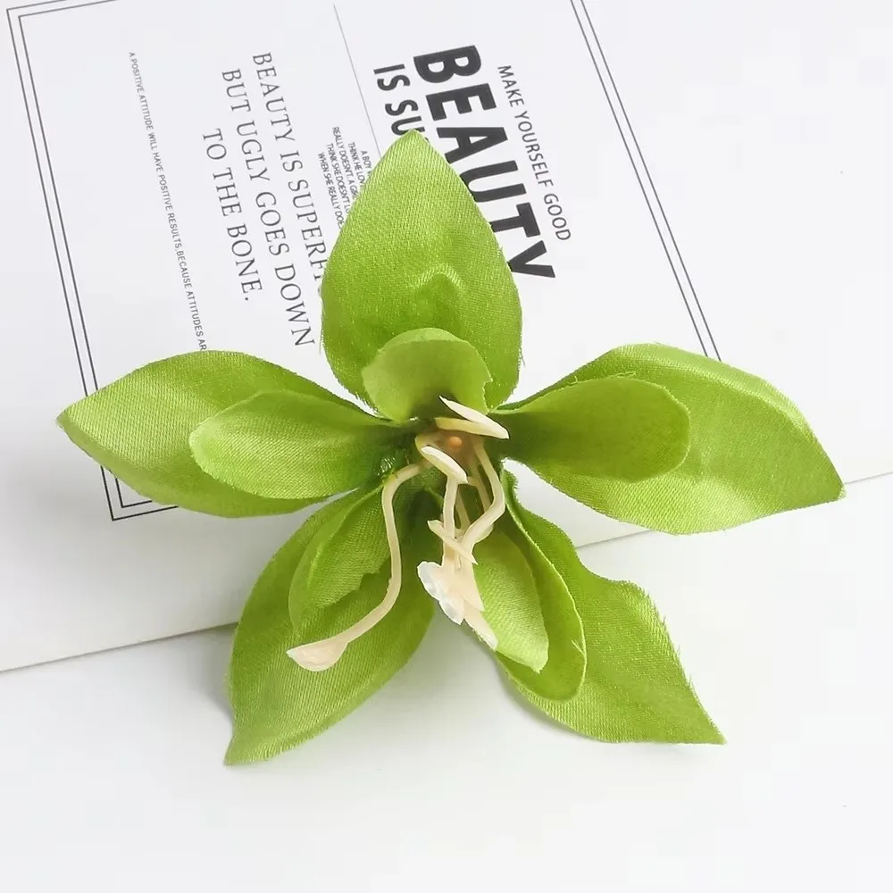 10 Stück Seiden-Kunstlilien DIY-Bouquet Handgefertigte Seiden-Kunstblumenköpfe Materialien Simulierte Doppelblüten-Lilien – Detail 8