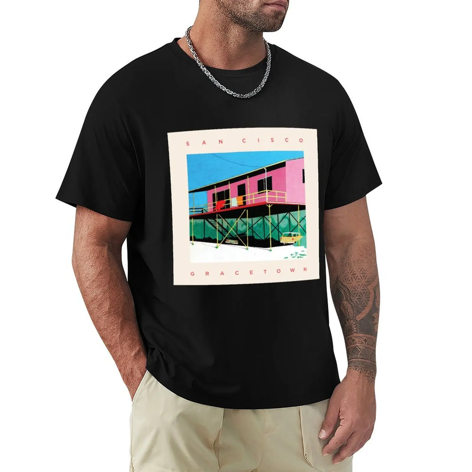

San Cisco New Album Cover Gracetown T-Shirt blue archive anime shirt graphics customizeds men tshirt