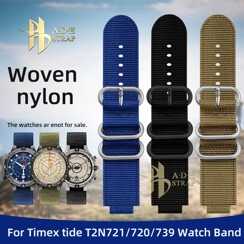 Bracelet en nylon tissé pour homme, bracelet de montre, interface convexe, extérieur, canadisme, série Timex Tide, stéroïdes, N720, 721/739, 16mm