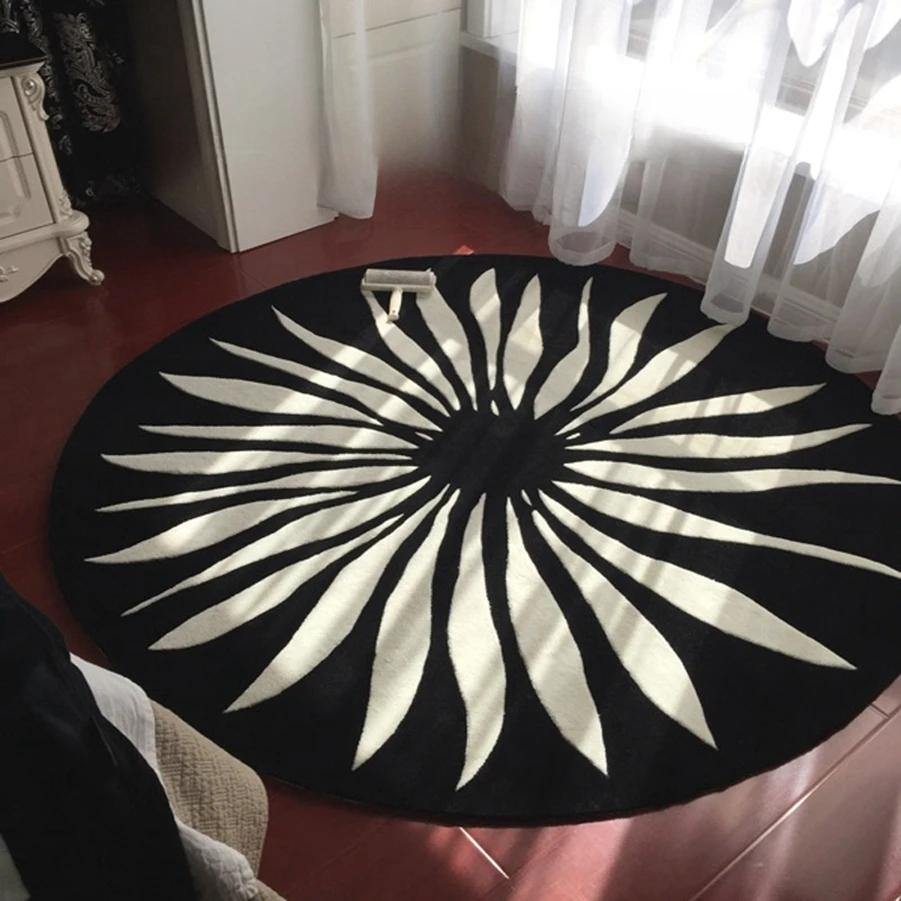 Black & White New Chinese European American Round Living Room Coffee Table Cushion Bedroom Study Cloakroom Dining